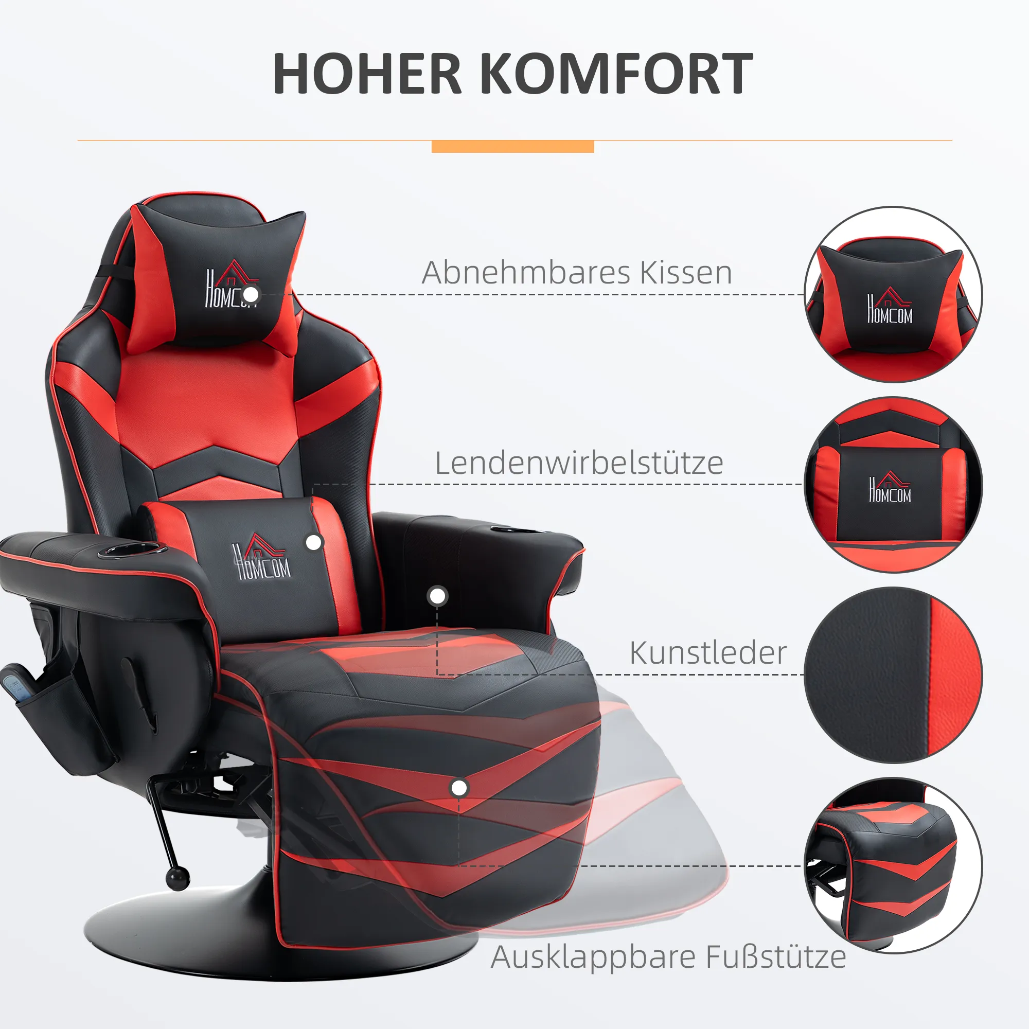 Massagesessel Rot 79,5B x 82,5T x 111,5H cm