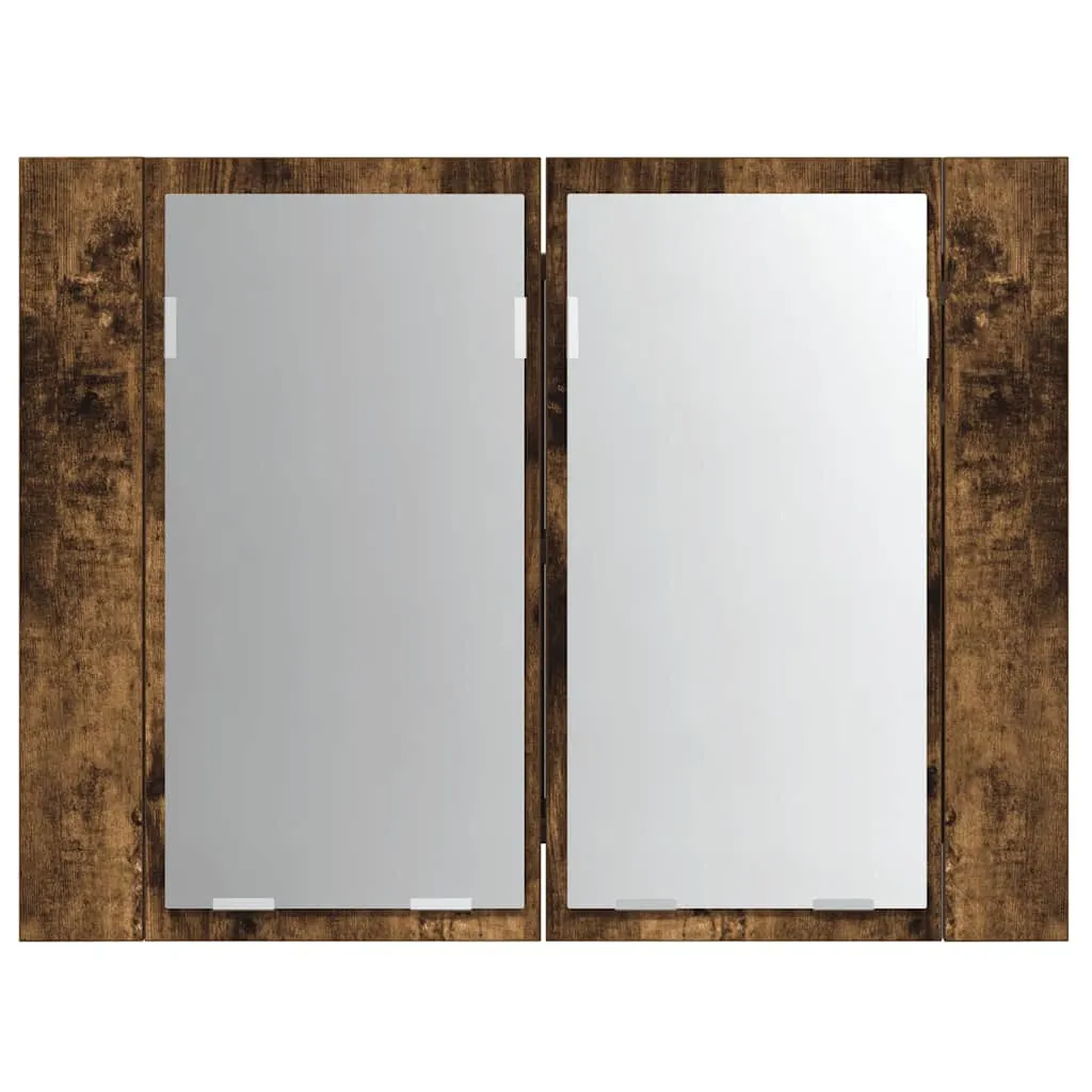 Spiegelschrank mit LED-Beleuchtung 60x12x45 cm Räuchereiche