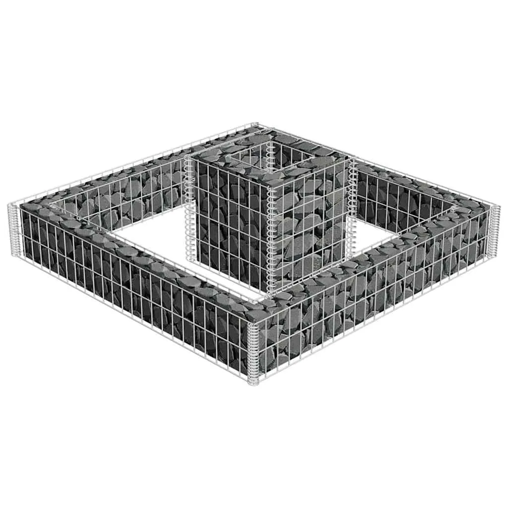 Steinkorb-Pflanzkübel Gabione Verzinkter Stahl 120x120x20 cm & 40x40x40 cm