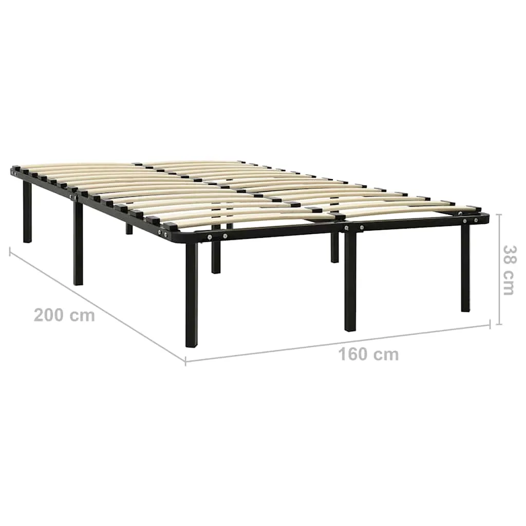 Metall-Bettgestell Schwarz 200 x 160 x 38 cm mit Lattenrost
