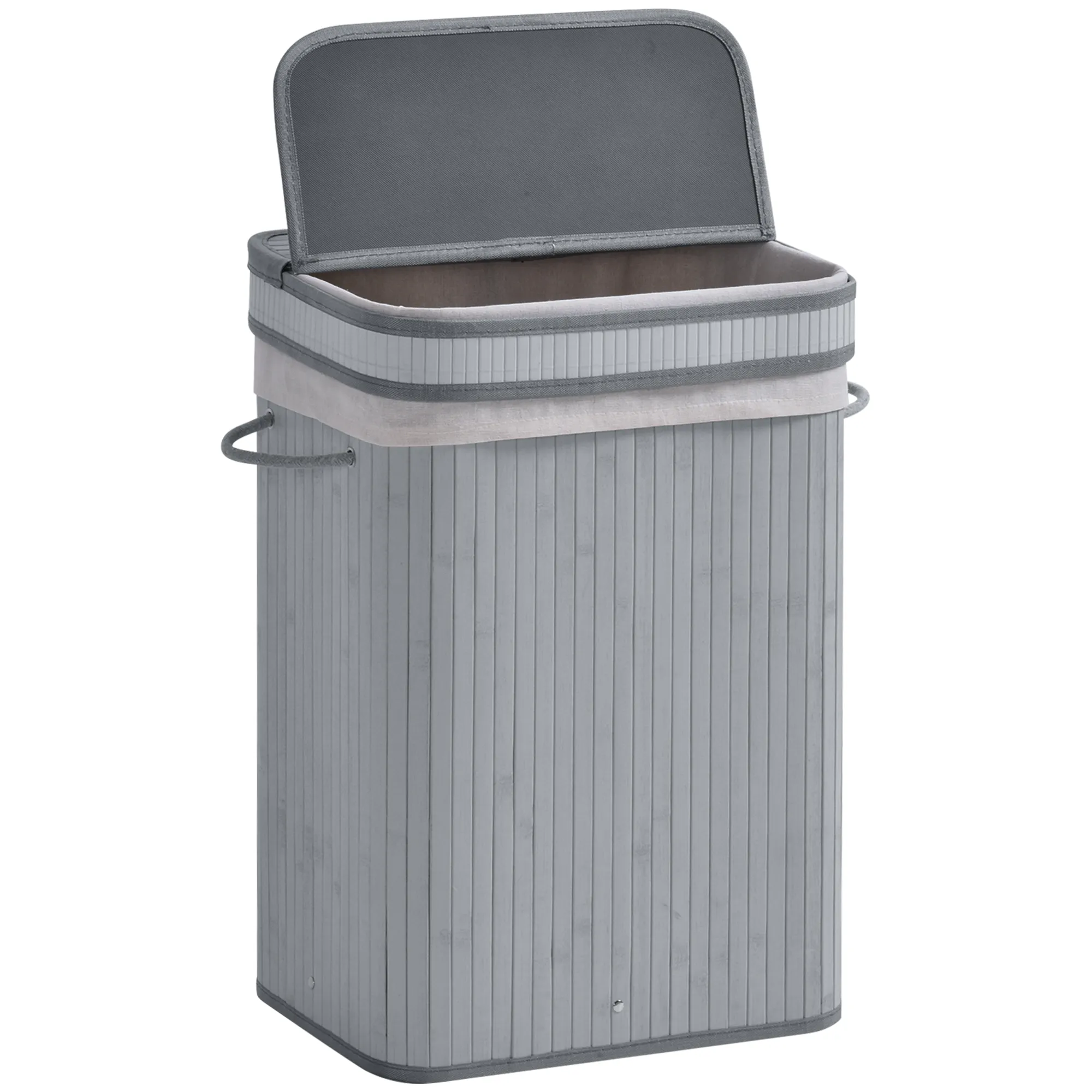 Wäschekorb, 70 L Wäschesammler mit Deckel, herausnehmbarer Innenfutter, Wäschebox für Badezimmer, 40 x 30 x 60 cm, Grau