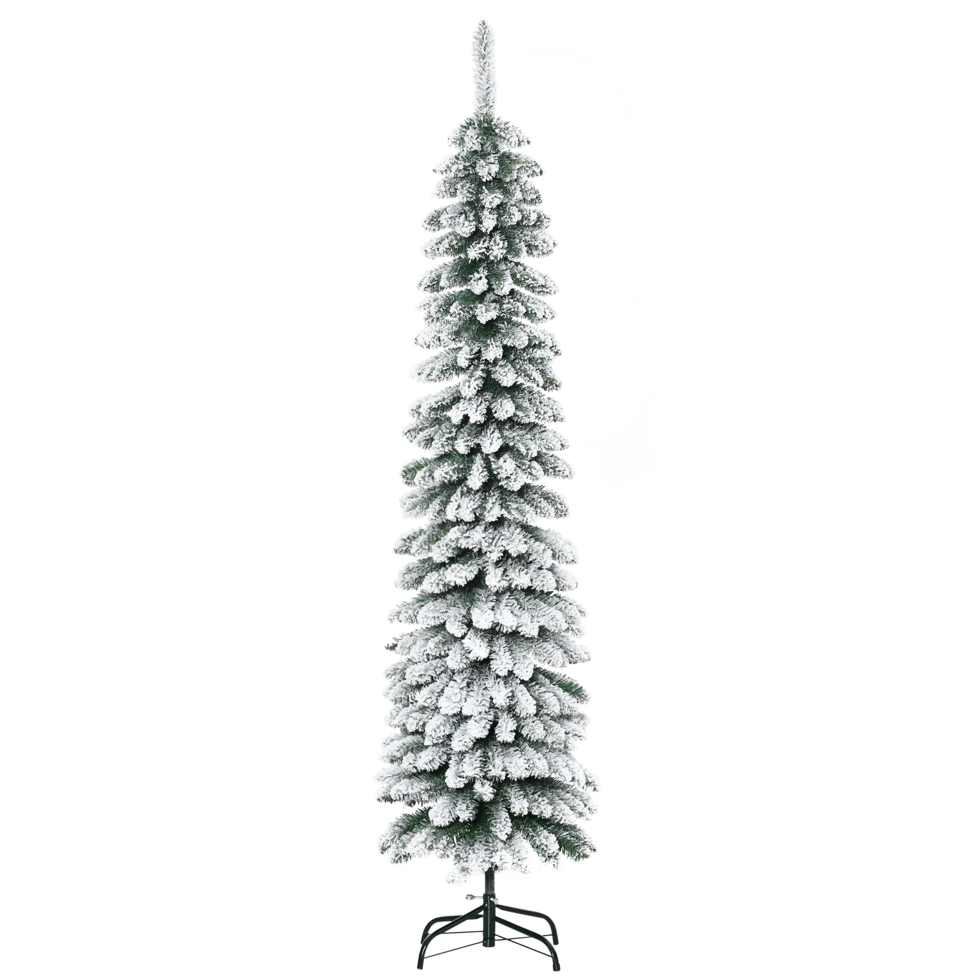 Künstlicher Weihnachtsbaum schneebedeckt schmal 180 cm Grün/Weiß
