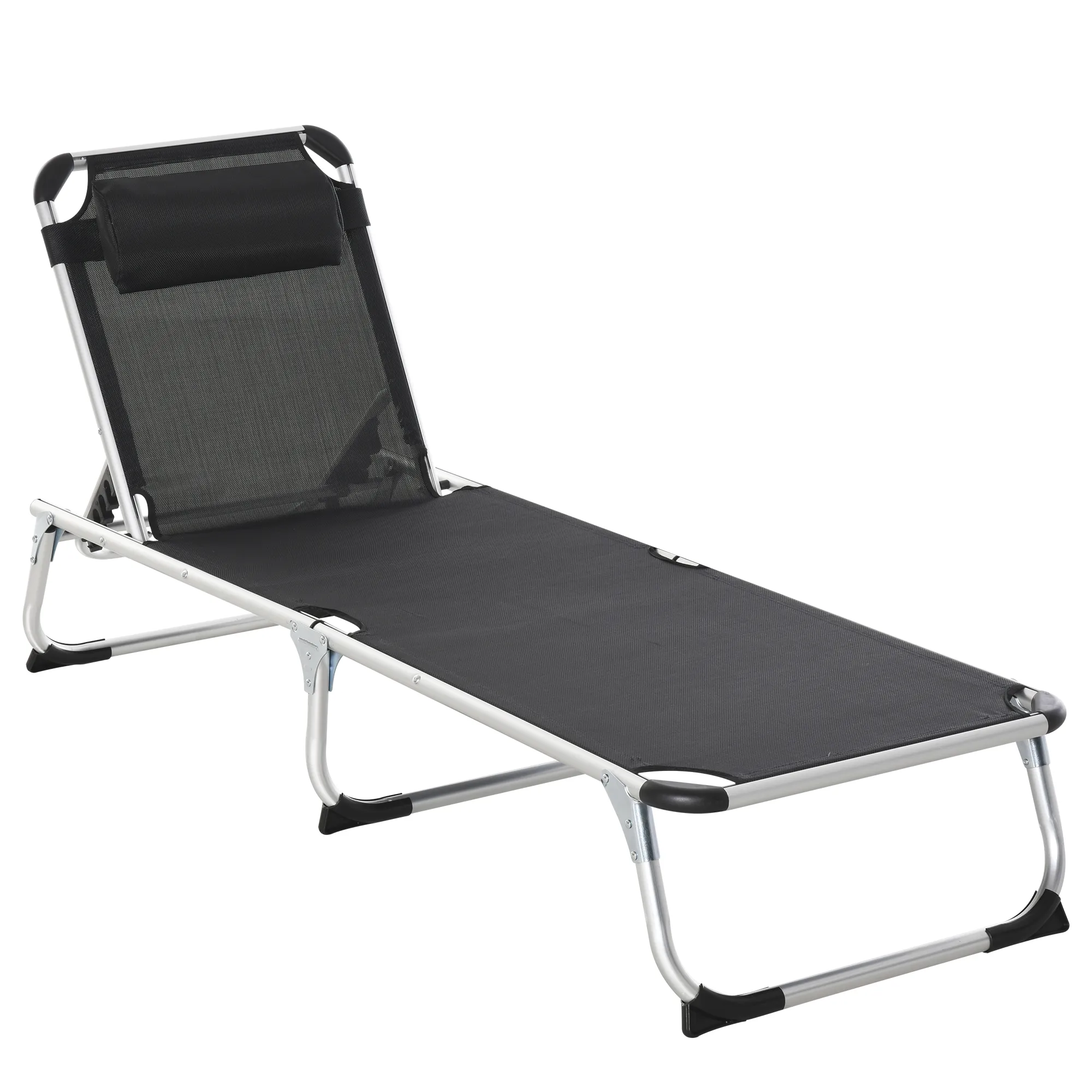 Klappbare Gartenliege Schwarz 165L x 60B x 76H cm