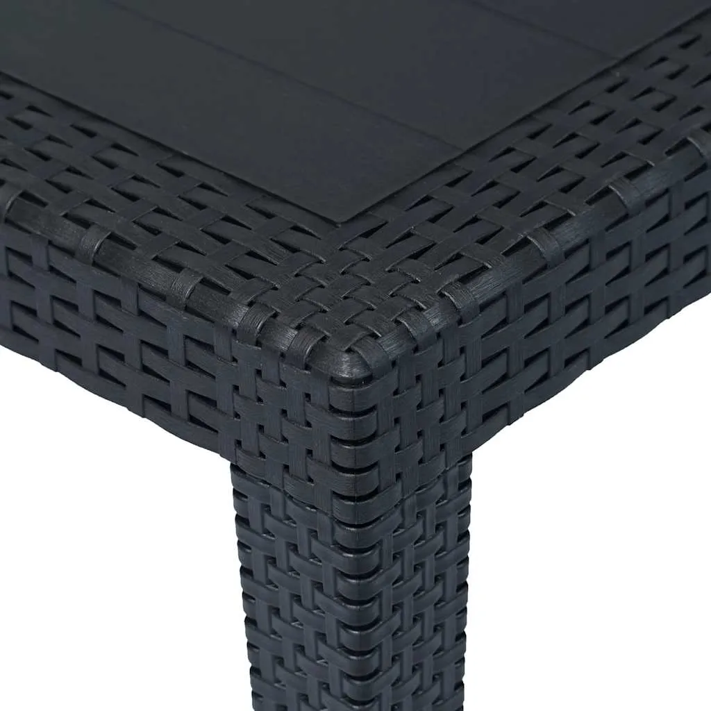 Kunststoff-Gartentisch Anthrazit 150 x 90 x 72 cm im Rattan-Look