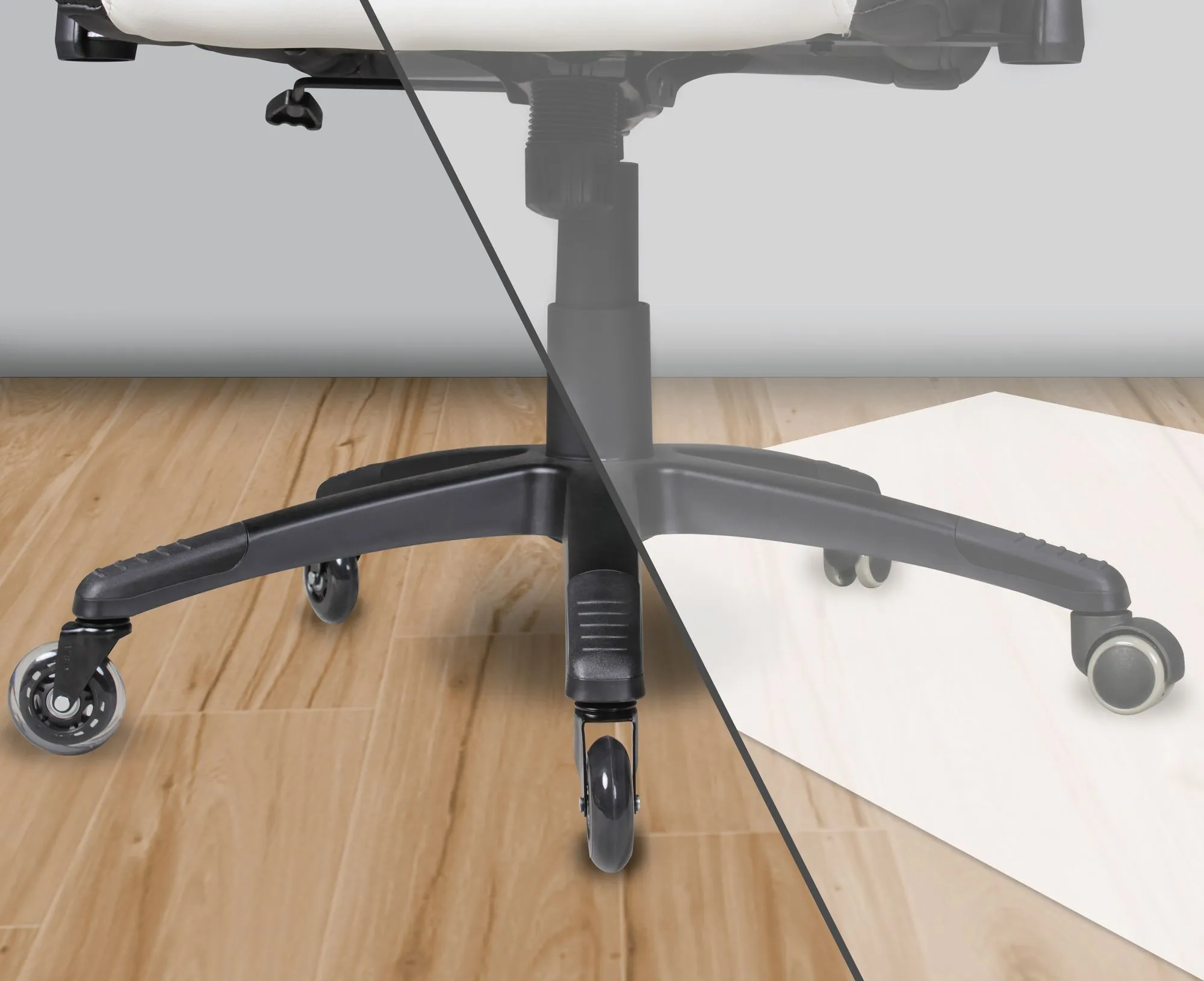 Amstyle 5er Set leichtgängige Universal-Schwerlastrollen für Bürostuhl 11 mm Stift / Durchmesser 75 mm