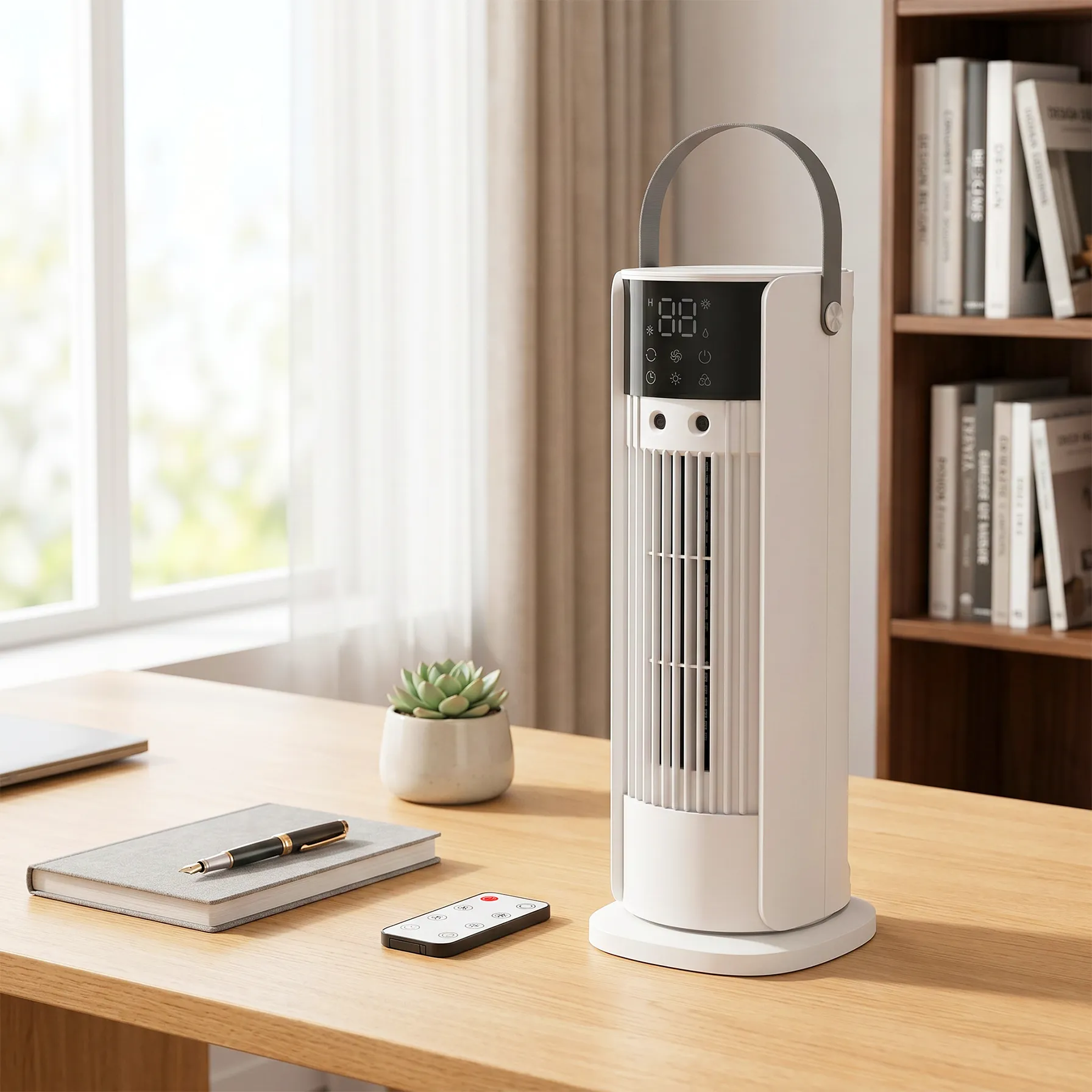 Turmventilator für das Schlafzimmer, 40 cm Tischventilator mit Nebelfunktion, 3 Geschwindigkeiten, 90° Oszillation Timer