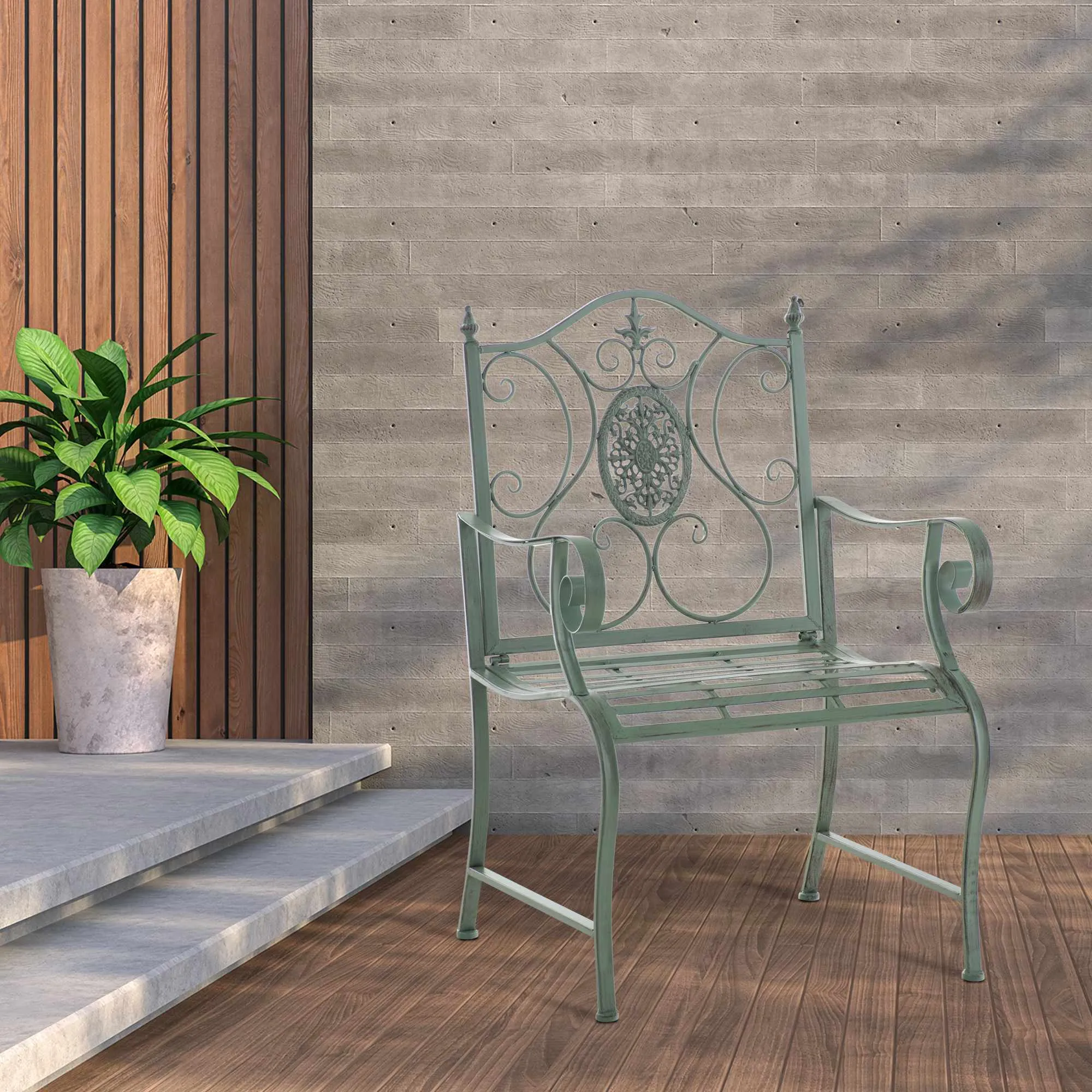 2er Set Gartenstühle Punjab 94x62x53 cm antik-grün