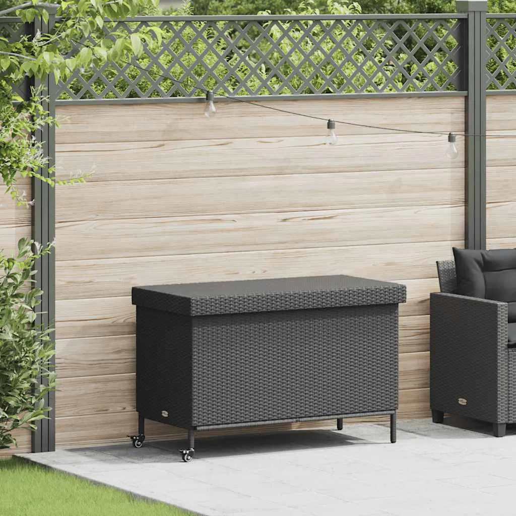 Aufbewahrungsbox aus PE-Rattan Schwarz 110x55x73 cm für Garten & Terrasse