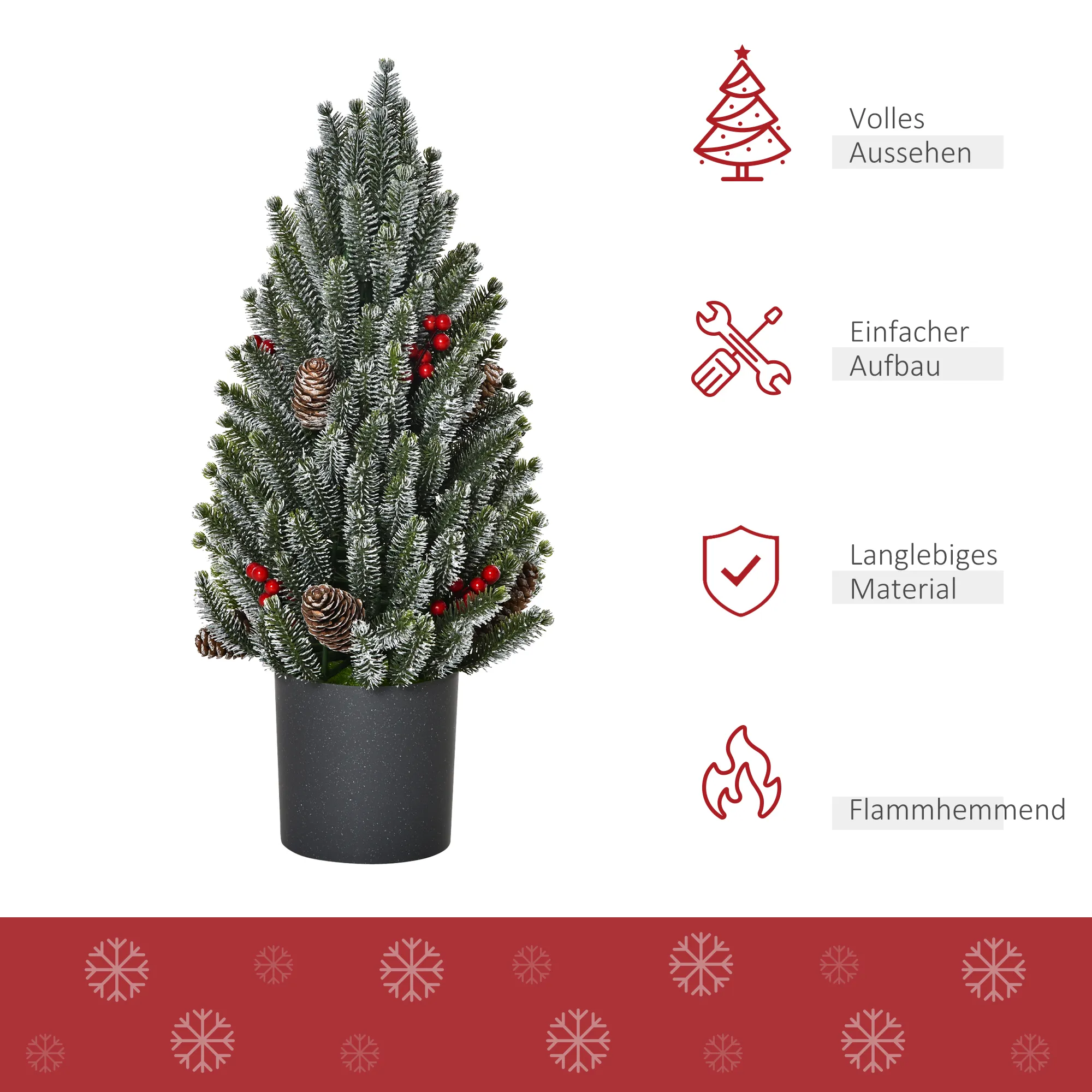 Mini Weihnachtsbaum künstlich mit Übertopf, 50 cm, Grün
