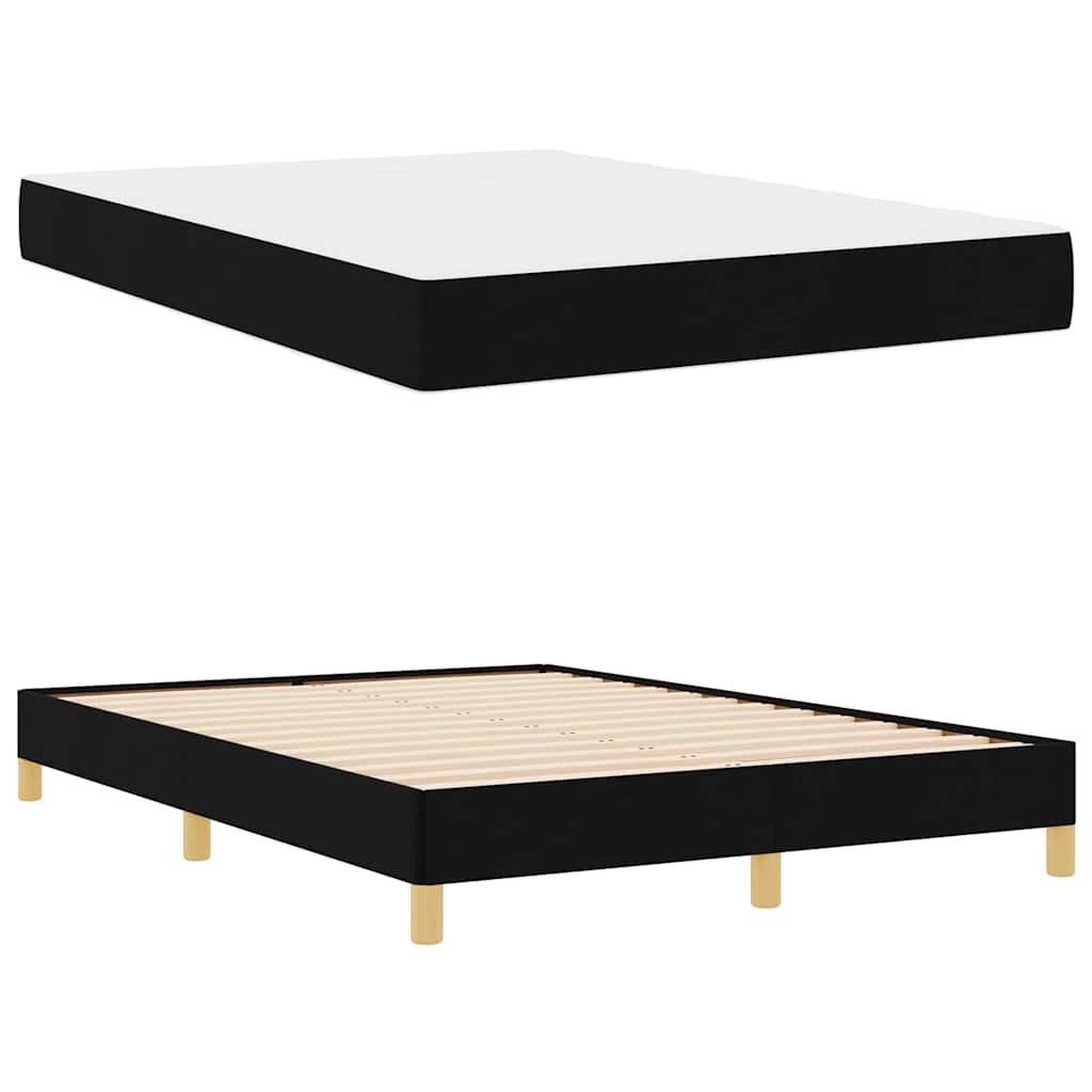 Boxspringbett mit Matratze, Stoff, 140 x 190 cm, Schwarz