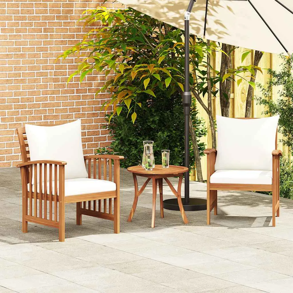 Gartenstühle mit Kissen 2 Stk. Akazie Massivholz