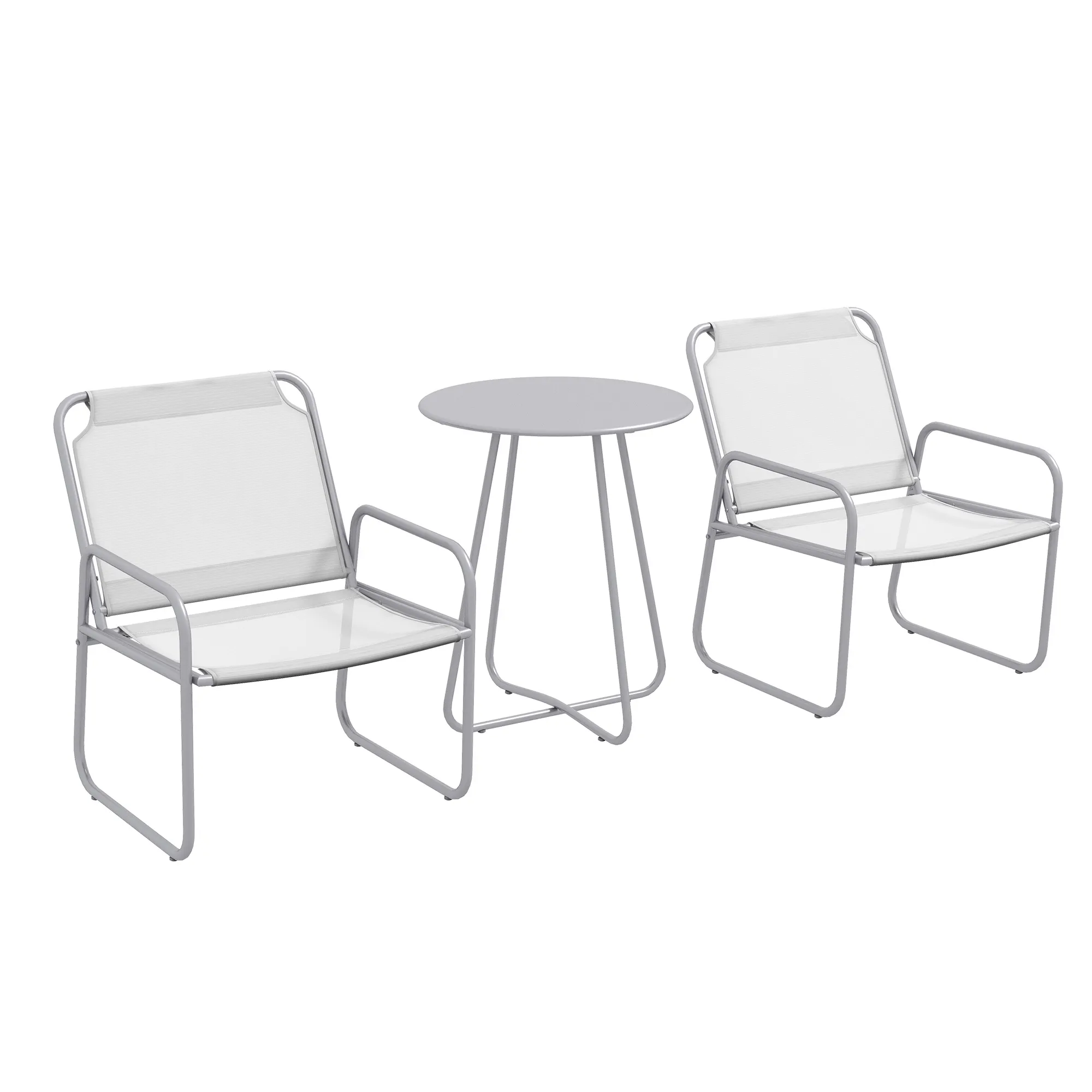 Moderne Gartengarnitur Hellgrau Ø60 x 72H cm, 63B x 57T x 82H cm