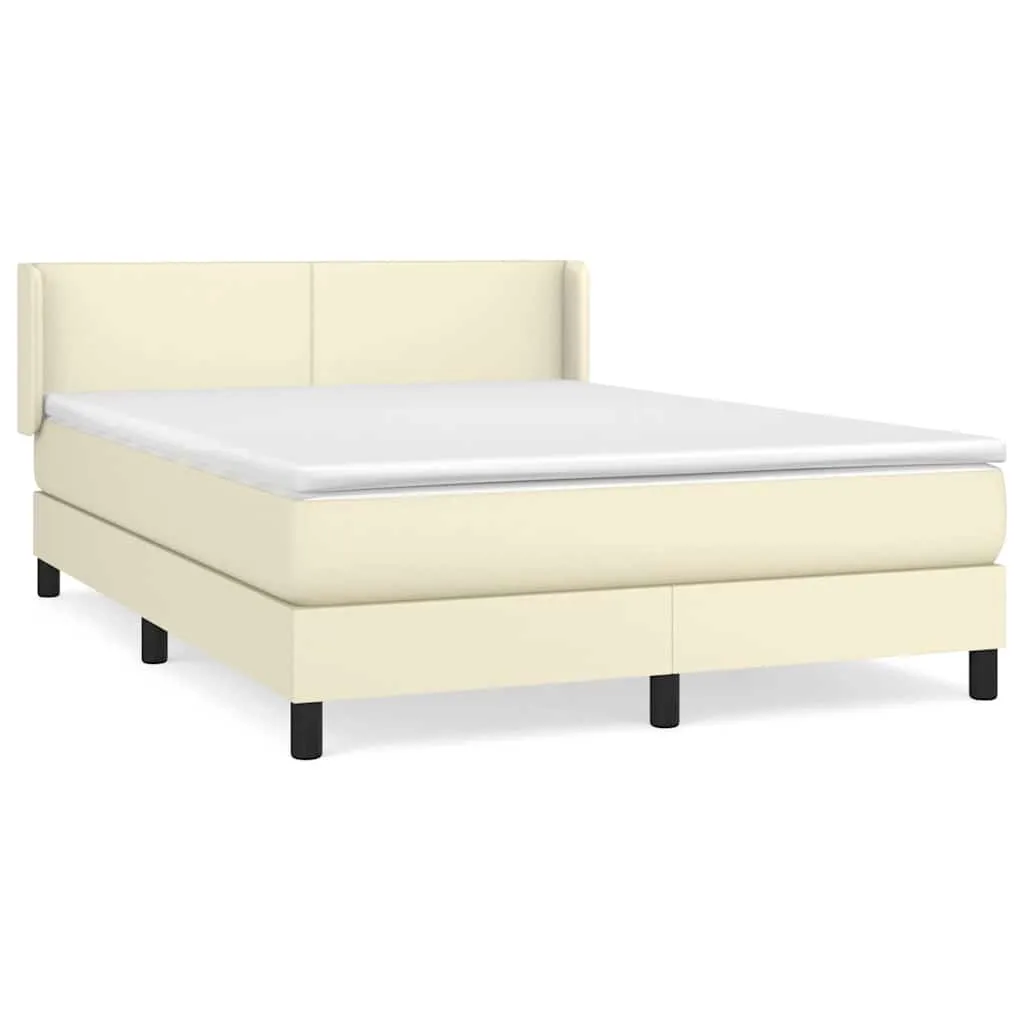 Boxspringbett Kunstleder Creme 140x200 cm mit Taschenfederkern