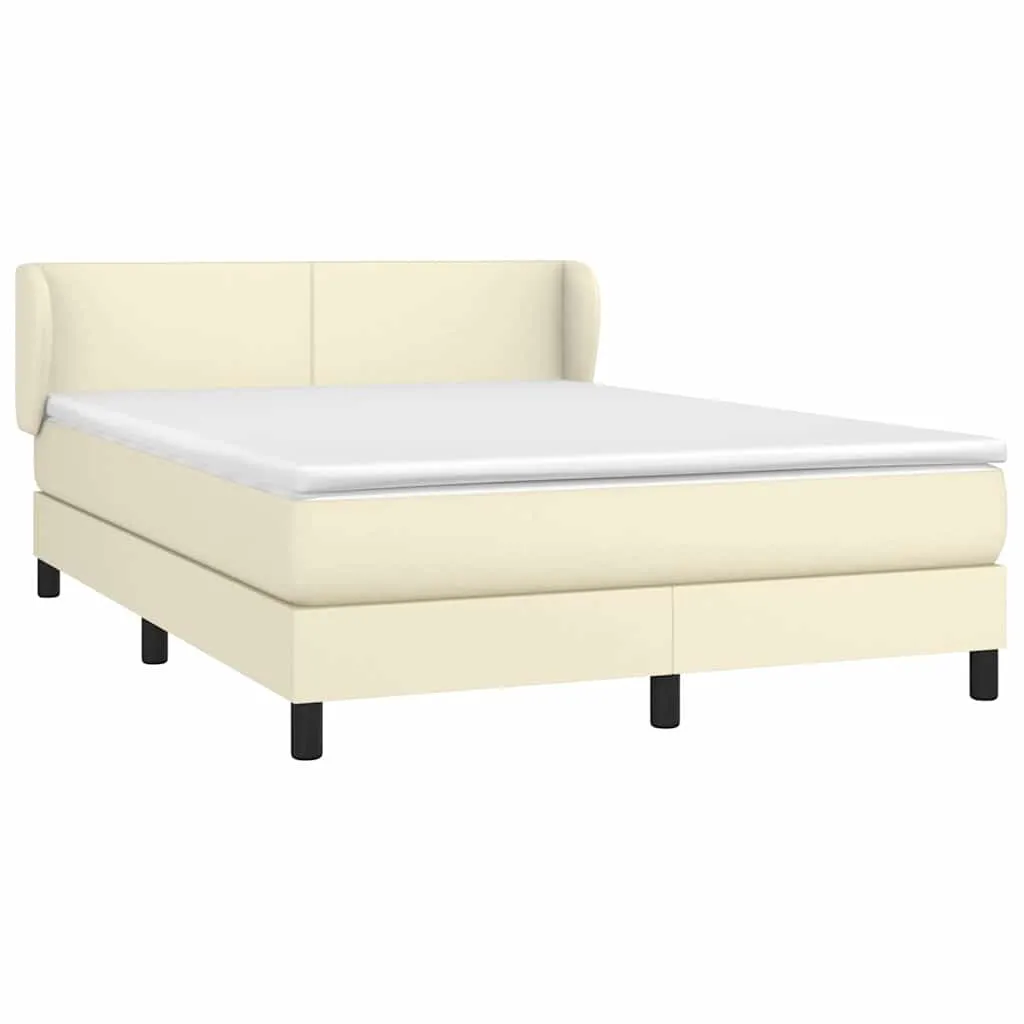 Boxspringbett Kunstleder Creme 140x200 cm inkl. Matratze & Topper