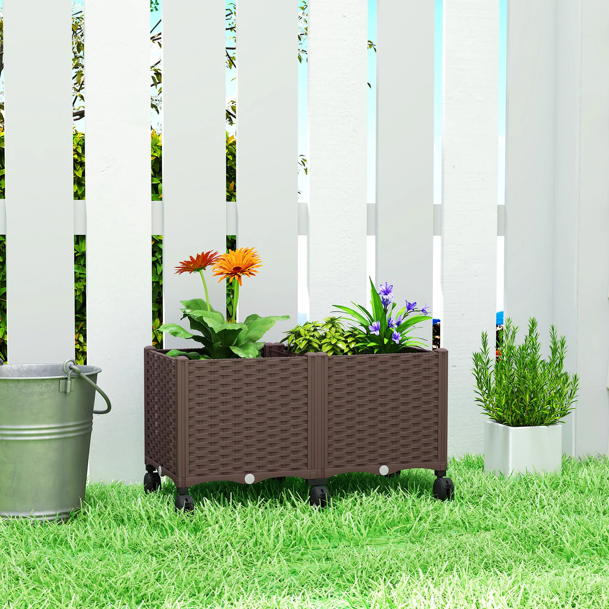 Hochbeet 80L x 40B x 43H cm in Braun mit Selbstbewässerung