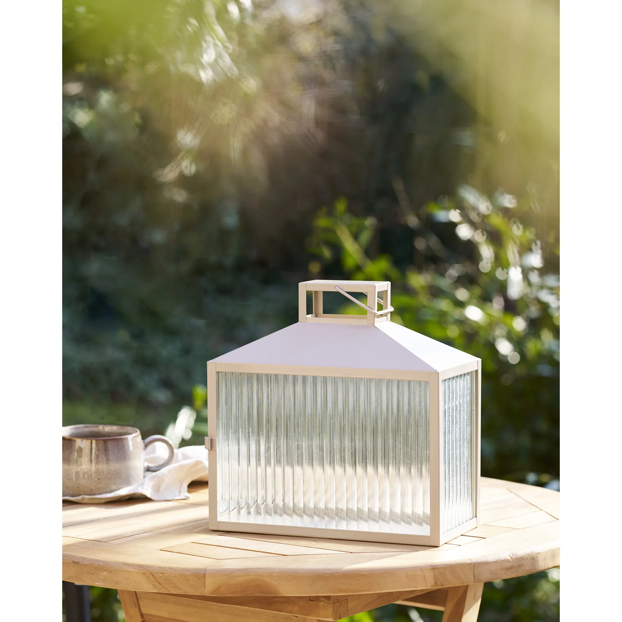 tinkaro Laterne Lucca Glas, Metall Beige / Grau
