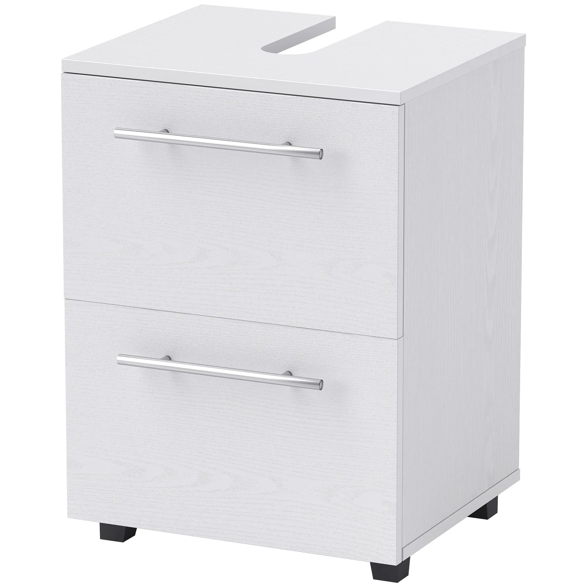 Badezimmerschrank, Waschbecken-Kommode mit Schublade, kompakt, Spanplatte, Weiß