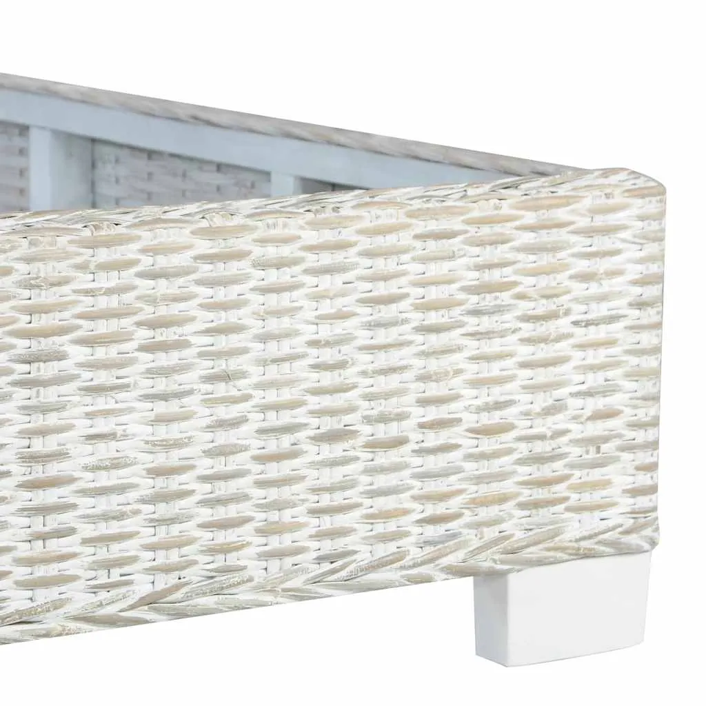 Bettgestell aus Massivholz und Rattan 210x149x77 cm Grau
