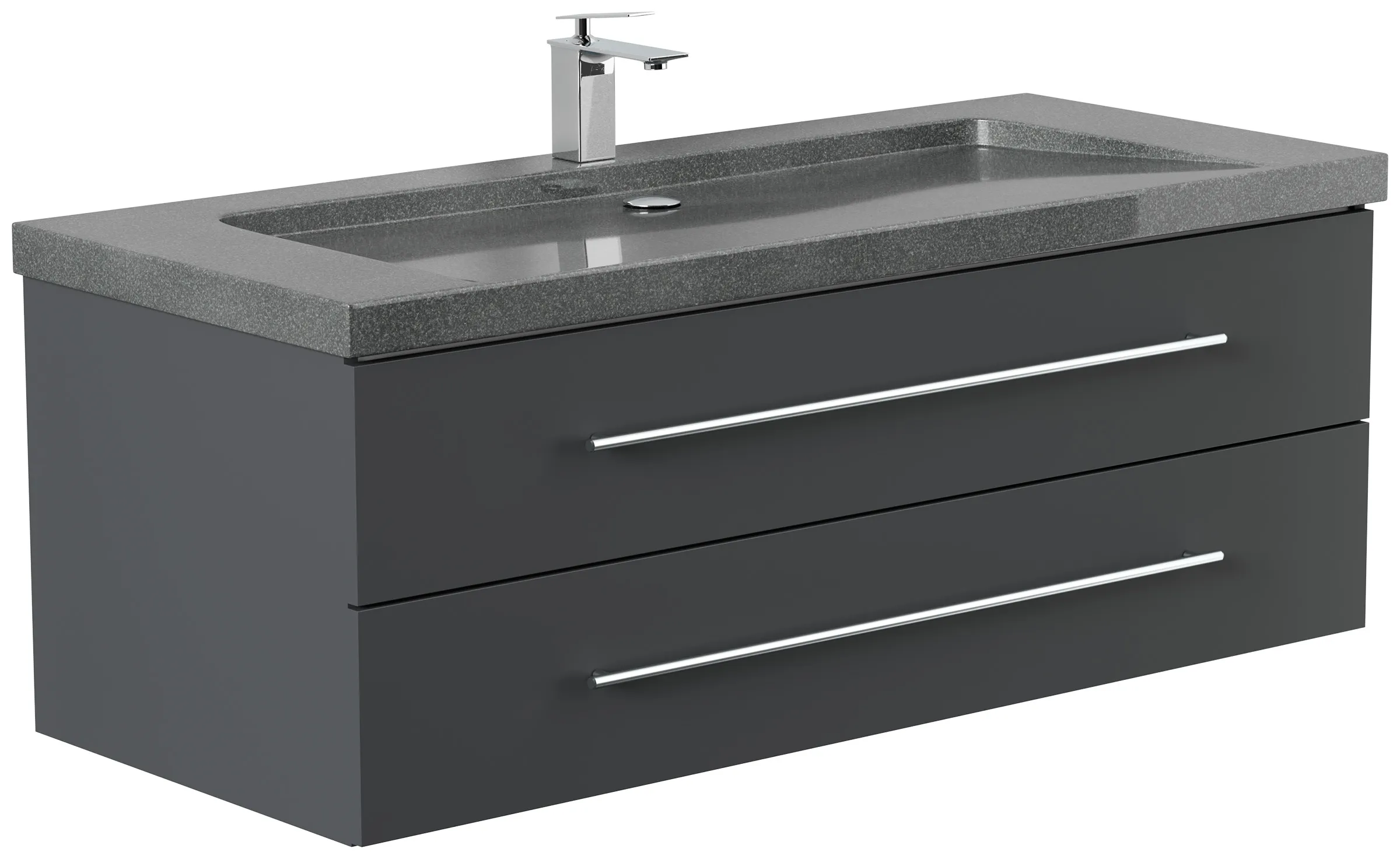 Badmöbel Granit G654 YAMO 130 cm 1 Hahnloch SoftClose grafit