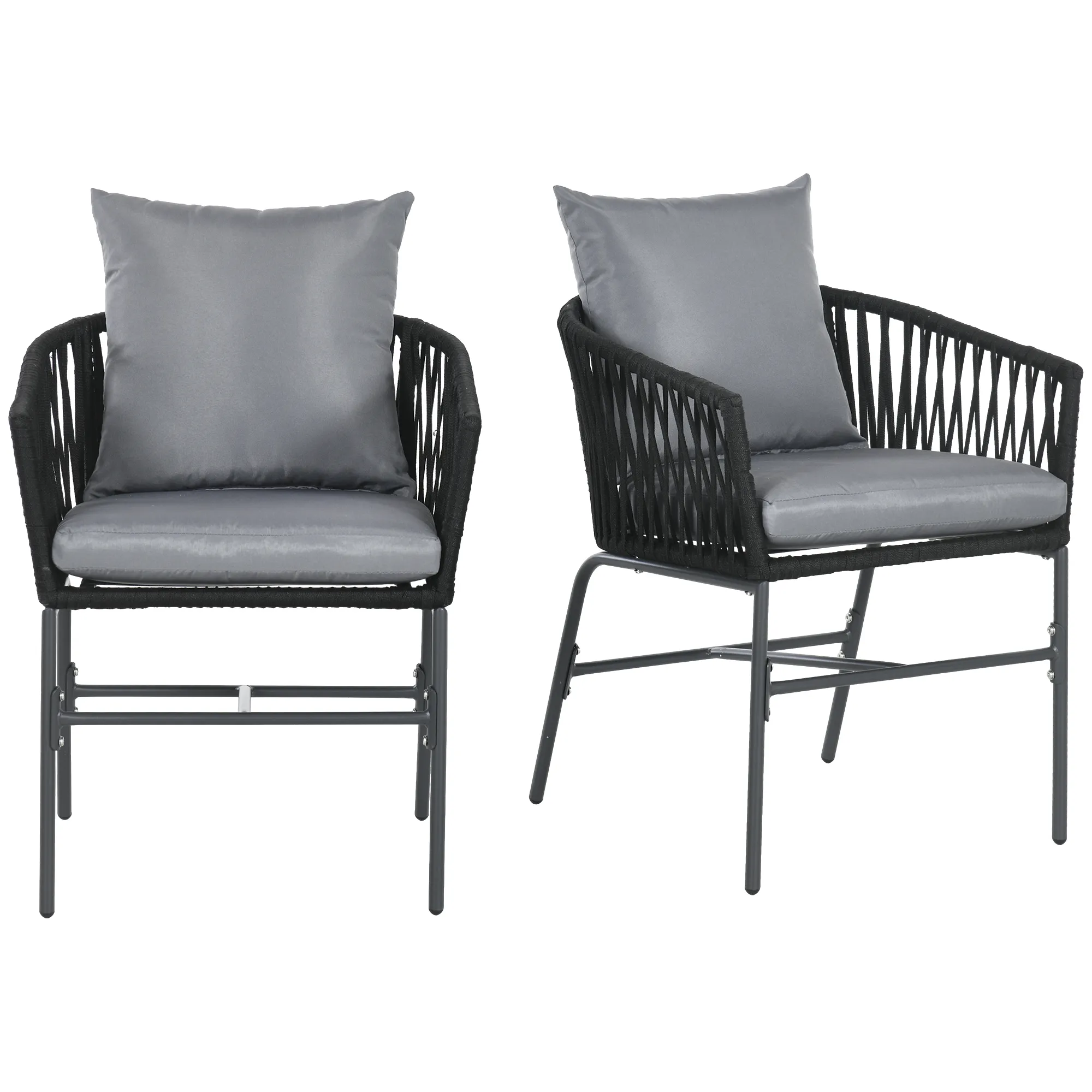 2 Gartenstühle Schwarz 57B x 60T x 71H cm