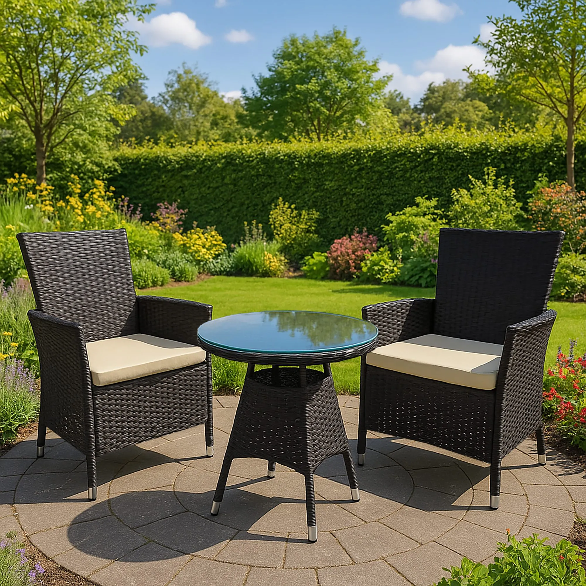 Esstisch-Loungeset Fireda 110x110x84 cm dunkelbraun