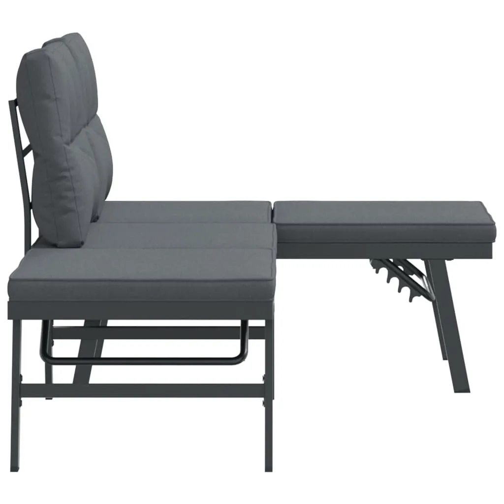 Gartenbank 165x110x76 cm Schwarz mit verstellbaren Seitenteilen