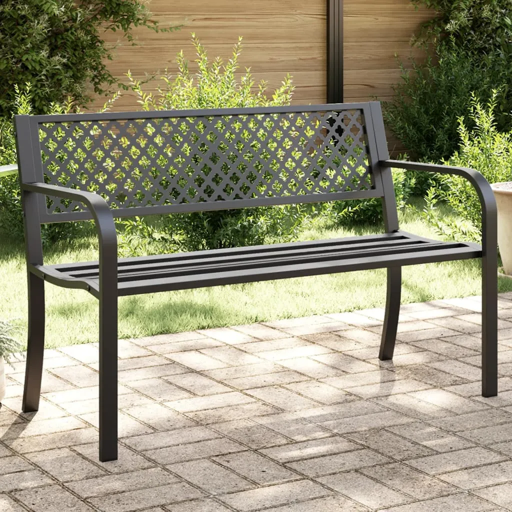 Gartenbank Stahl Schwarz 119 x 52 x 76 cm