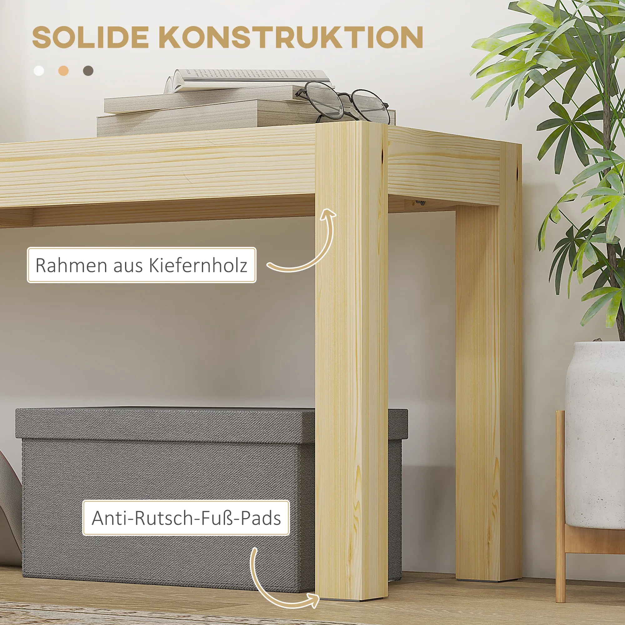 Sitzbank aus Kiefernholz 175L x 33B x 45H cm in Natur