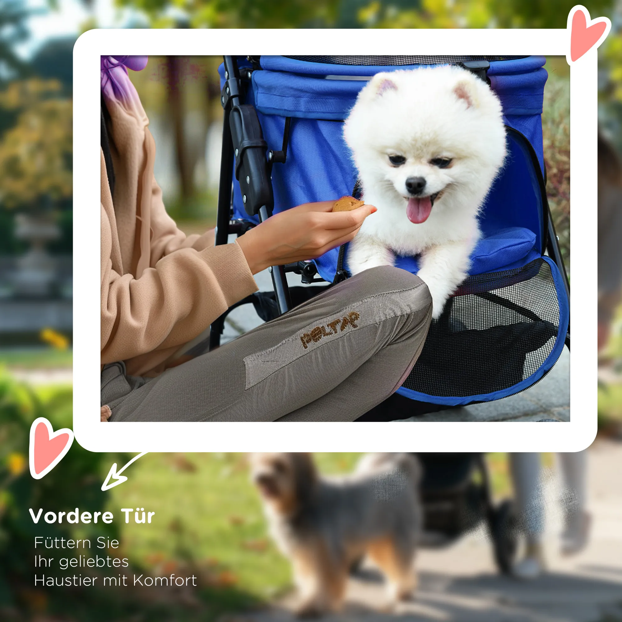 Hundebuggy Blau 67L x 45B x 96H cm für kleine Hunde bis 4 kg