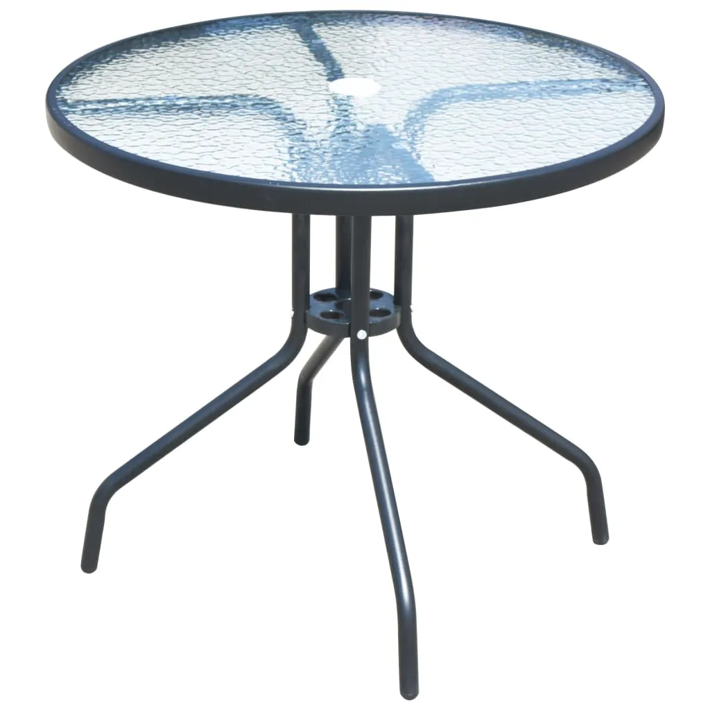 Gartenmöbel-Set Schwarz 80x71 cm Tisch & 4 Textilene-Stühle
