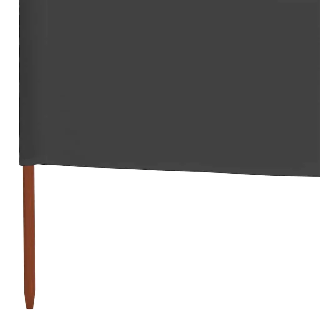 6-teiliger faltbarer Windschutz 800x160 cm Anthrazit mit Massivholzpfählen