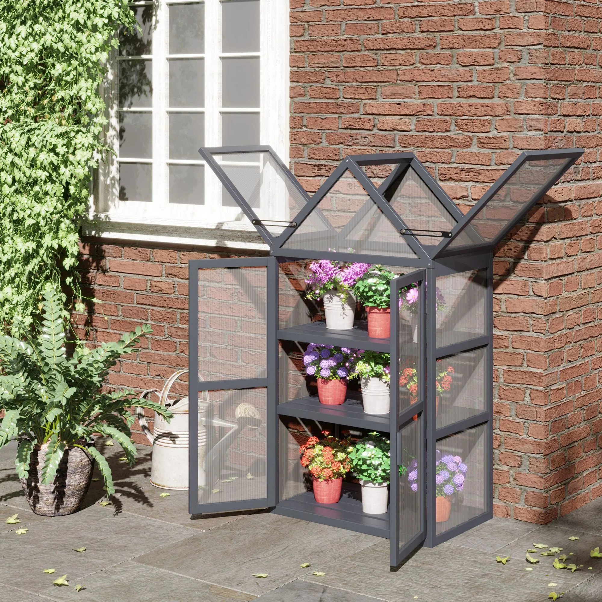 Kompaktes Gewächshaus 70,5L x 42B x 132H cm Grau