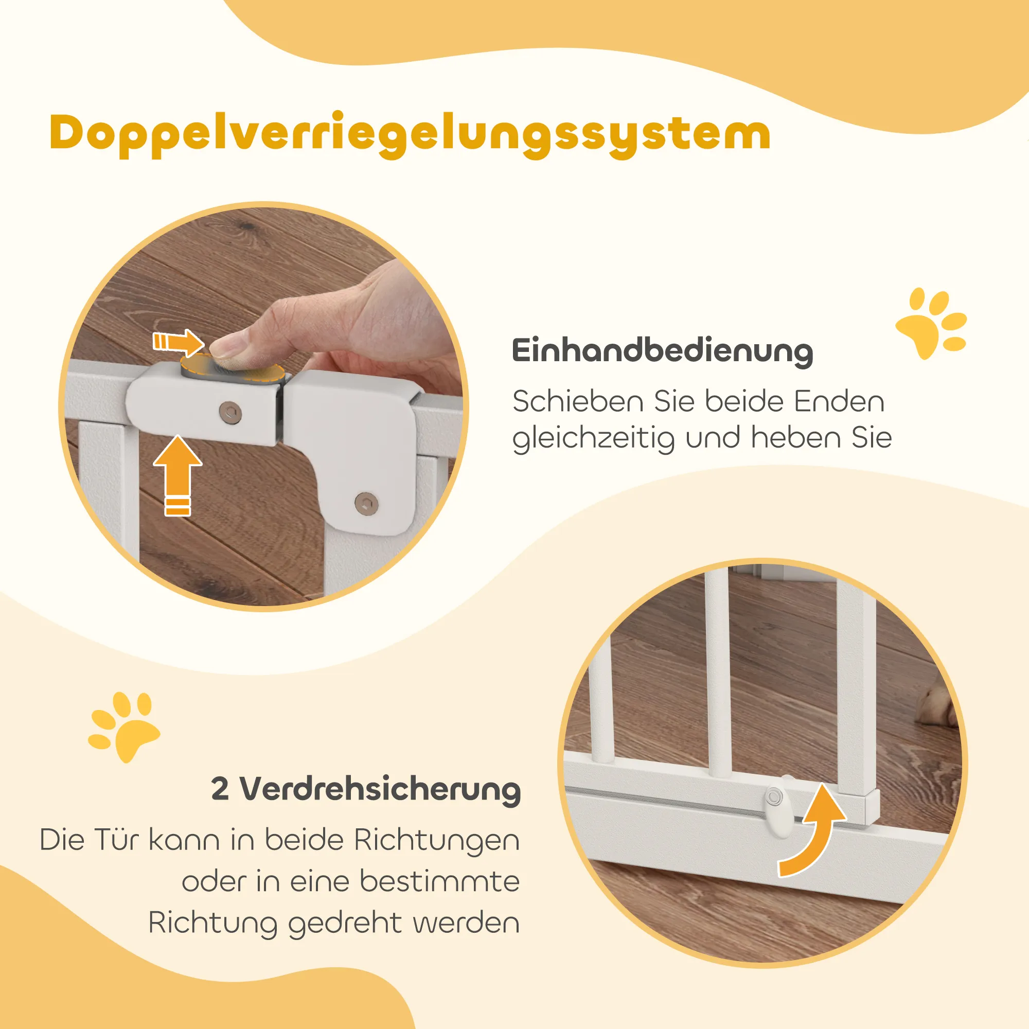 Hundeschutzgitter aus Stahl, verstellbar 75-95 cm, Weiß