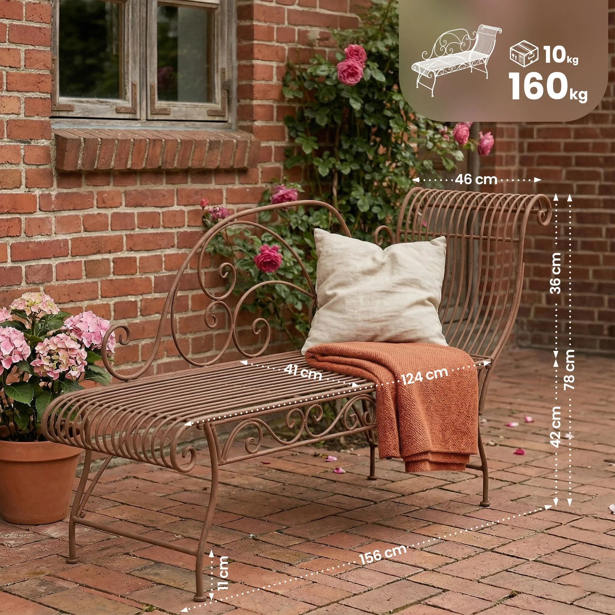 Gartenbank Karma 156x46x78 cm antik braun