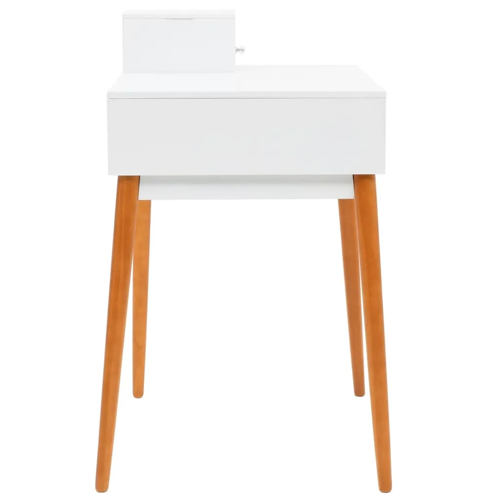 Frisiertisch 60x50x86 cm Weiß mit MDF, Glas und Massivholzbeinen