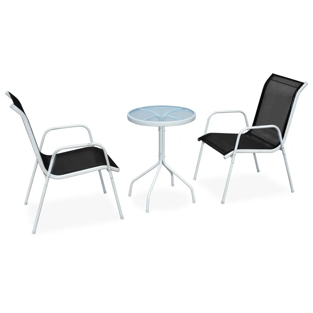 Gartenmöbel-Set Grau mit Tisch 50x71 cm und 2 Stühlen Schwarz/Grau