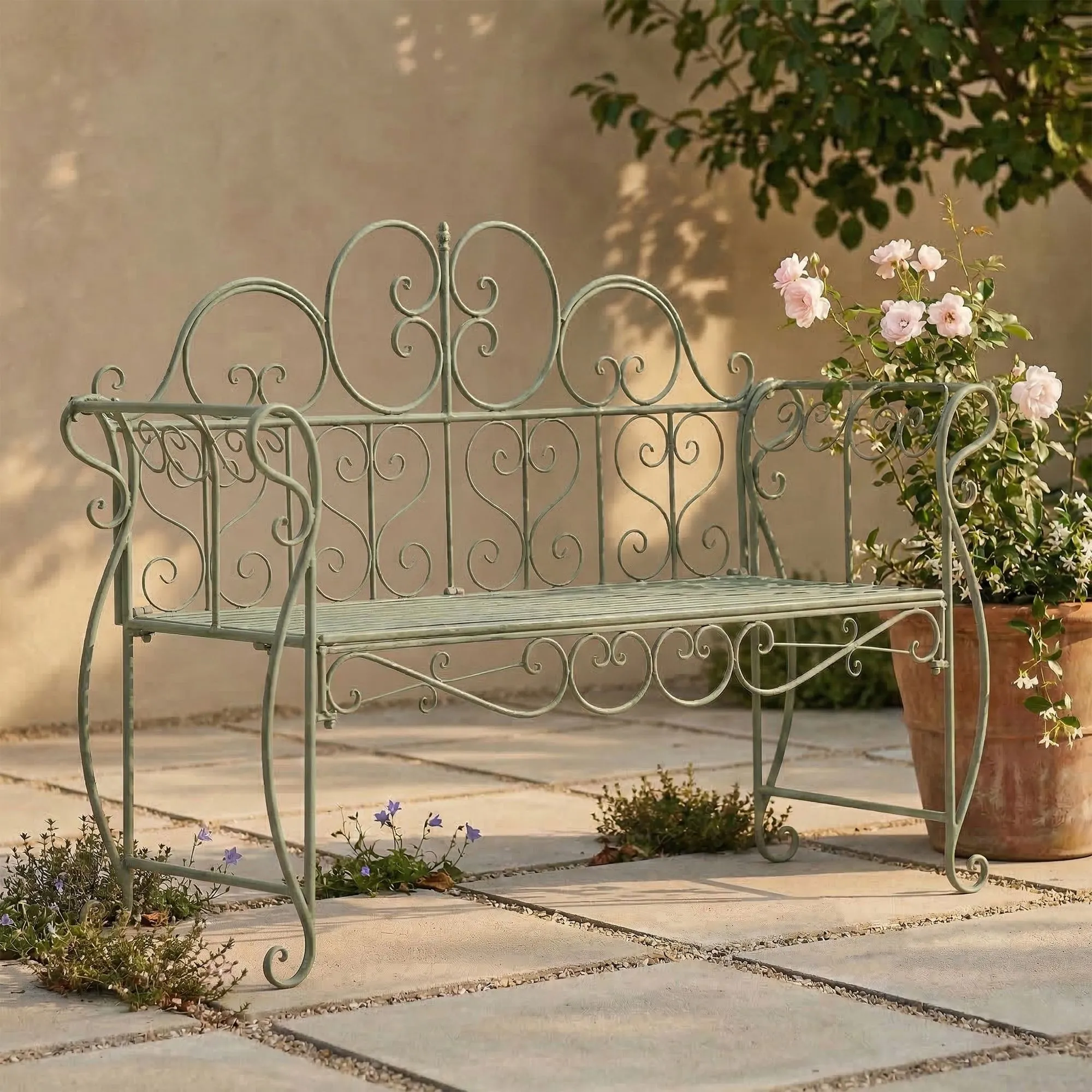 Gartenbank Minna 128x46x94 cm antik-grün
