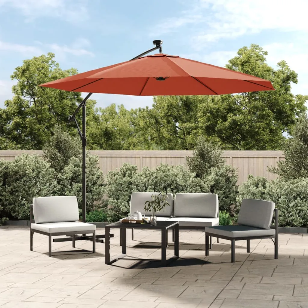 Eleganter Sonnenschirm 300x254 cm Terrakotta-Rot mit LED und Kurbel