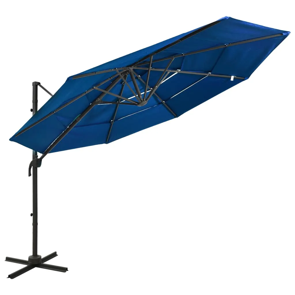 4-lagiger Sonnenschirm Azurblau 300x300x247 cm mit Aluminiumgestell