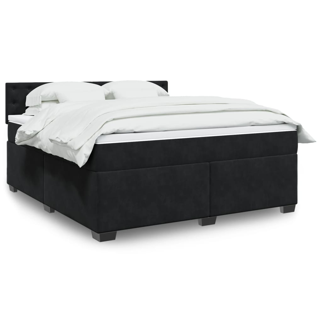Boxspringbett Samt mit LED-Beleuchtung 180x200 cm Schwarz