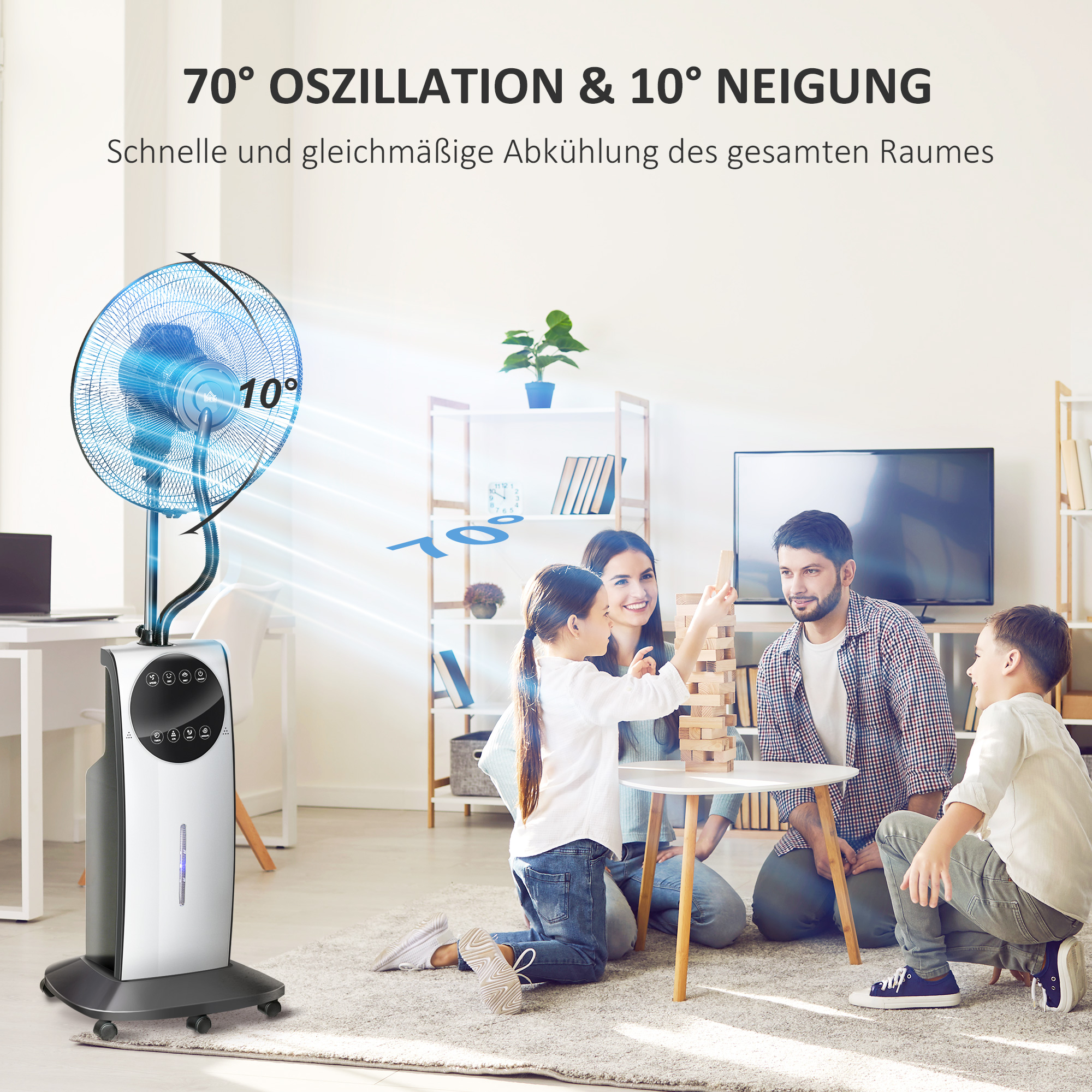 Standventilator mit Nebelfunktion 44,5 cm Schwarz
