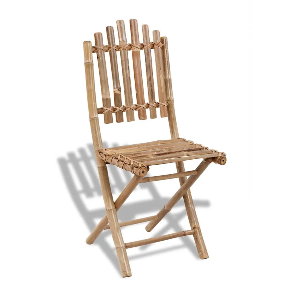 Gartenmöbel-Set Bambus klappbar Tisch 80x70 cm Stühle 50x42x92 cm