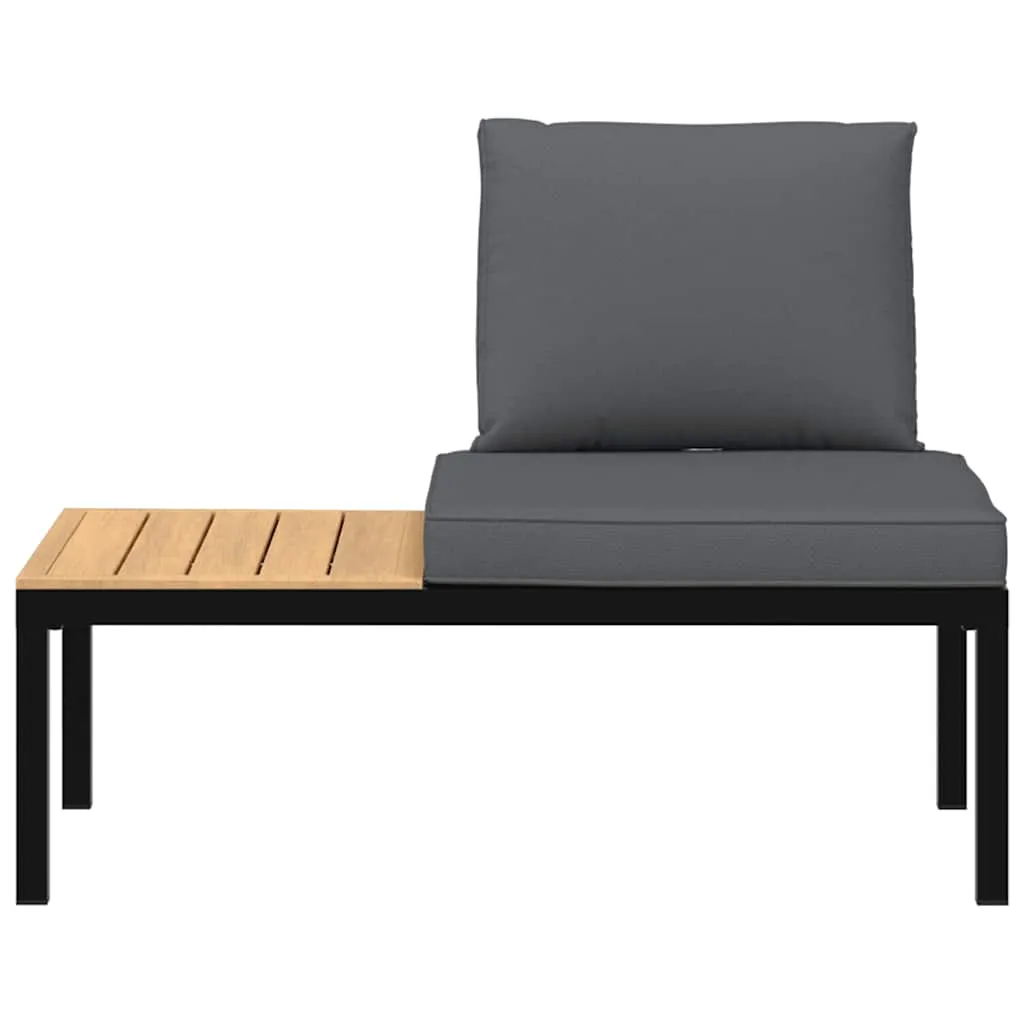 Gartenbank Schwarz 110 x 73 x 73 cm mit Kissen und Beistelltisch