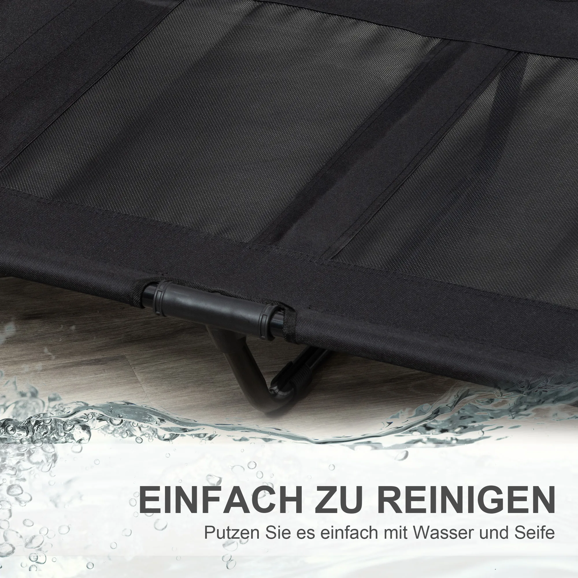 Hundebett Outdoor klappbar aus Oxford-Gewebe, 92x76x18 cm, Schwarz