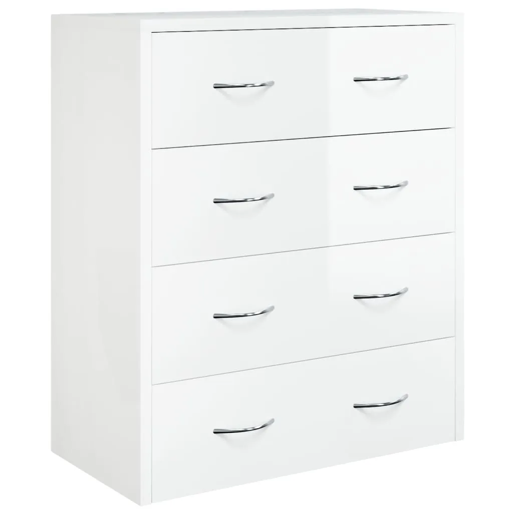 Kommode mit 4 Schubladen 60x30,5x71 cm Hochglanz-Weiß