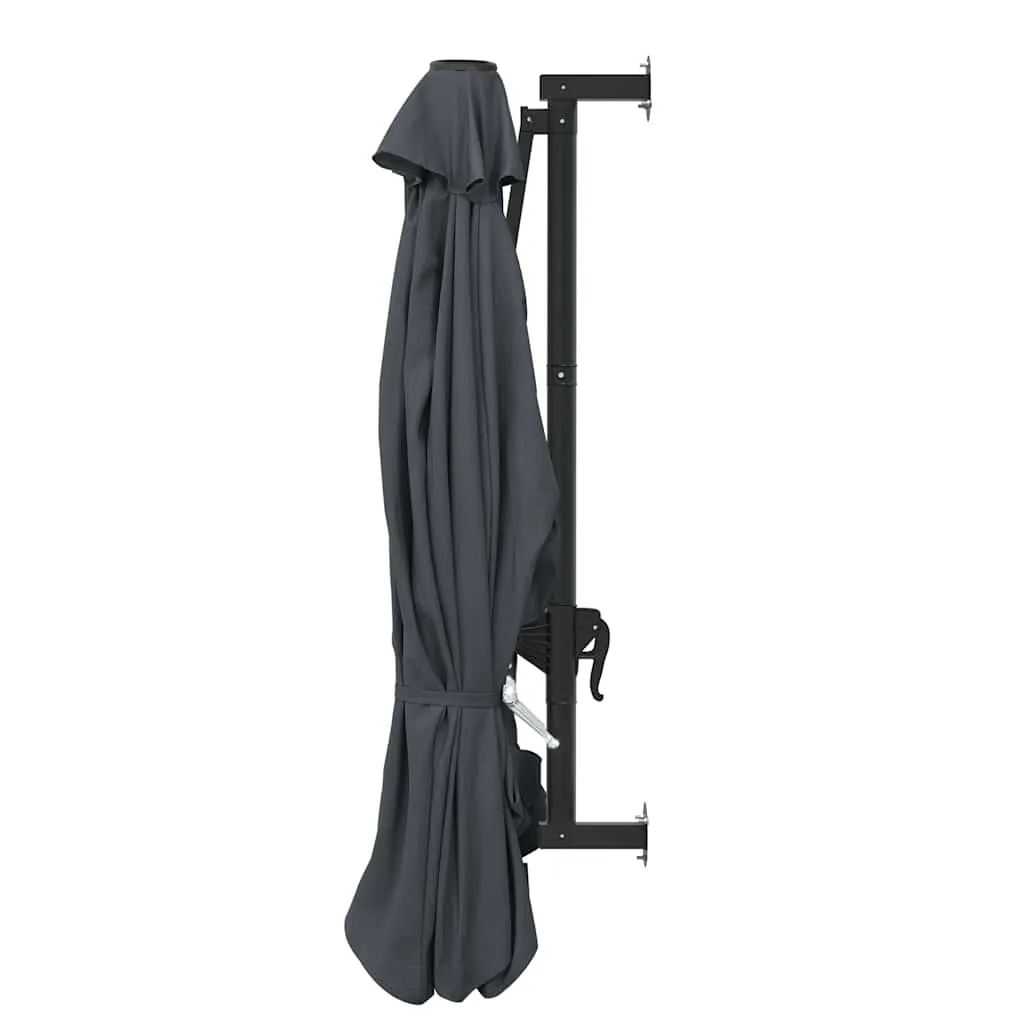 Wand-Sonnenschirm 300x131 cm Anthrazit mit Kurbel und 8 Schirmrippen