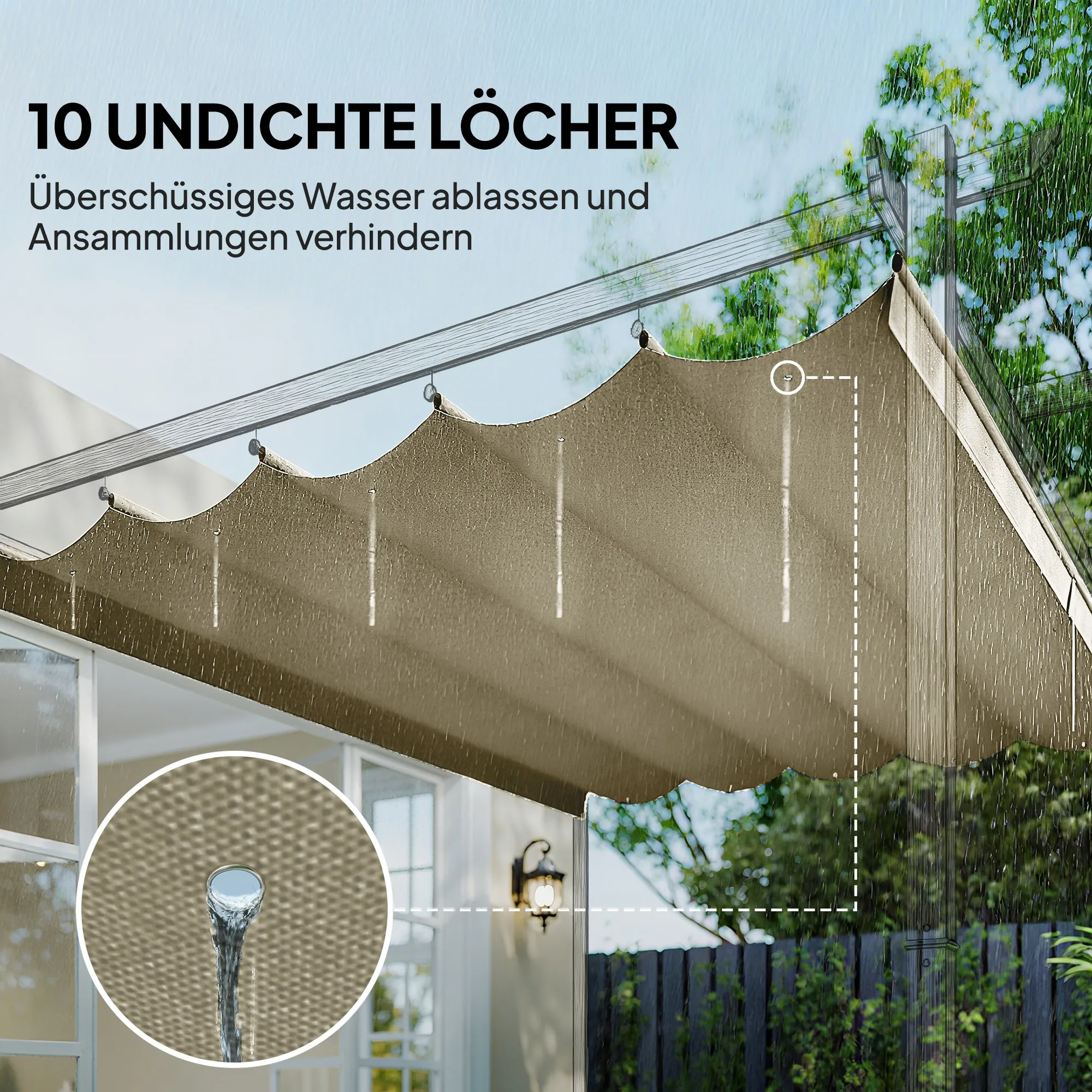 Ersatzdach 3 x 3 m Beige für Pavillons