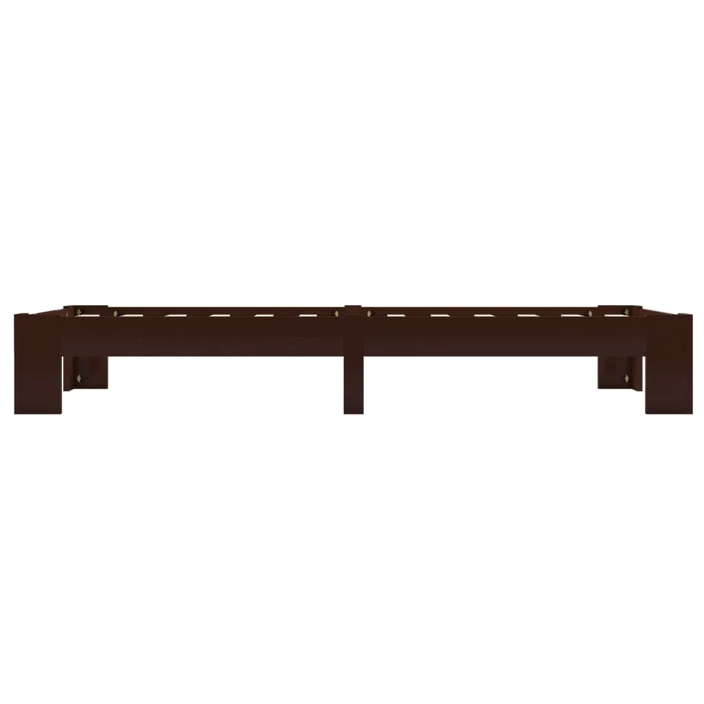 Massivholz-Bettrahmen Dunkelbraun 213 x 95 x 30 cm