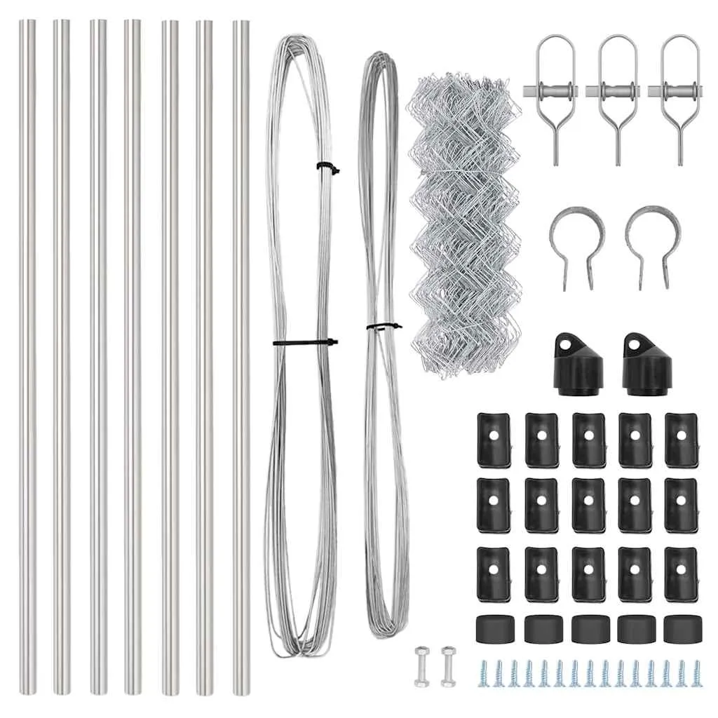 Zaunpfosten Set aus Stahl 1000 x 3,2 x 80 cm Silber