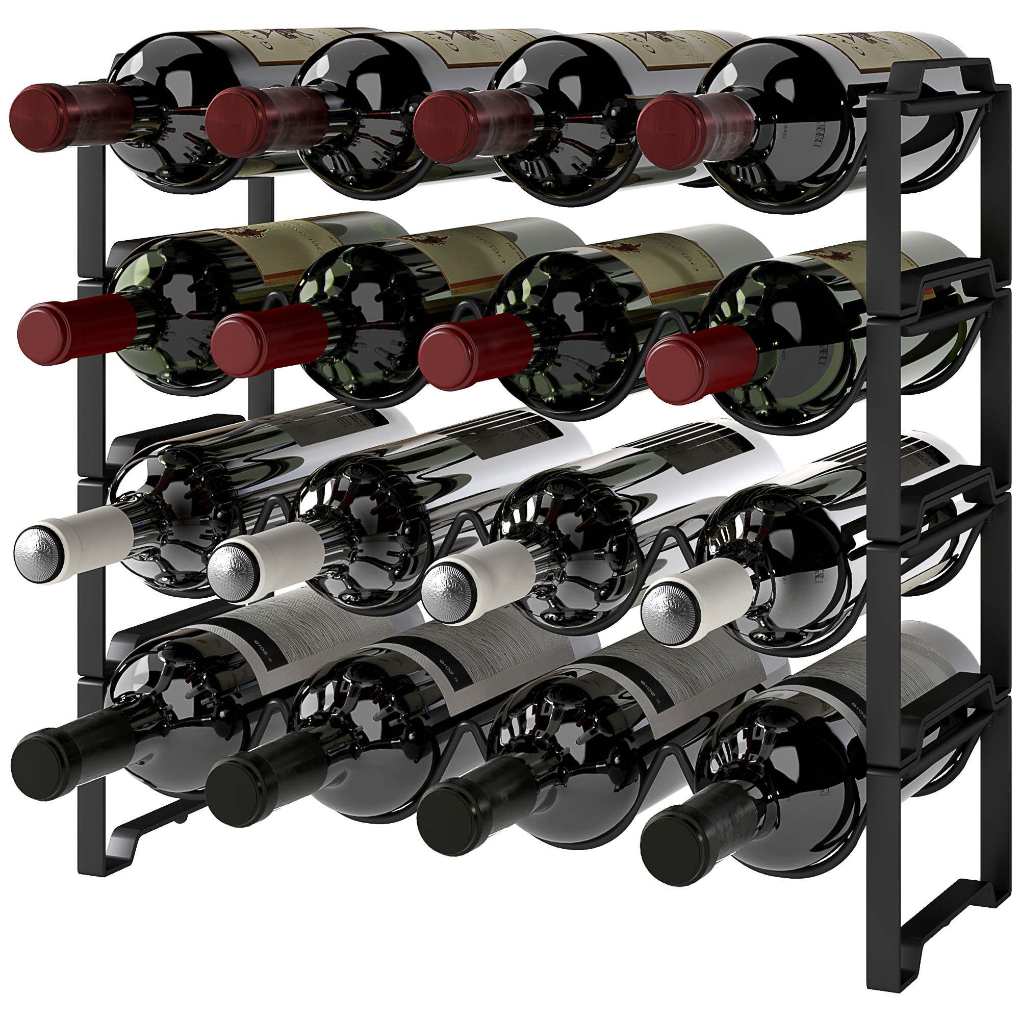 Weinregal Schwarz 42,5B x 16,5T x 41H cm für 16 Flaschen